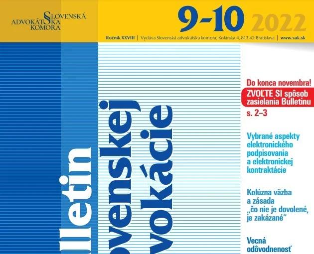 Možnosti obhajoby právnickej osoby, Bulletin Slovenskej Advokácie č. 9/2016 a 10/2016