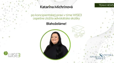 Katarína Michrinová – najnovšia advokátka v tíme WISE3